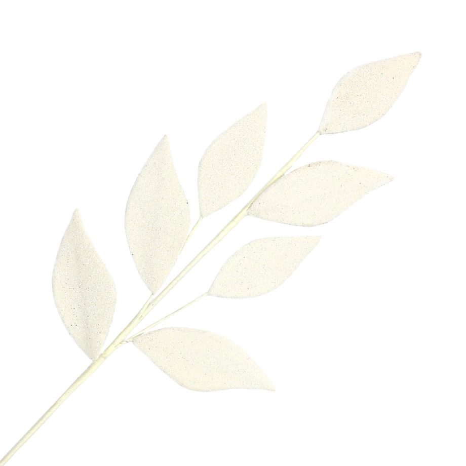 SPRAY LEAVES FABRIC 26" WOOL IVORY FROSTED