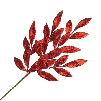 SPRAY LEAVES BAY 22" RED 22" GLITTER