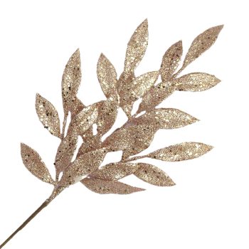 SPRAY LEAVES BAY 22" WHITE/ROSE GOLD GLITTER