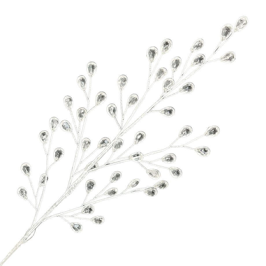 SPRAY CRYSTAL BEADS 28" CLEAR ACRYLIC SILVER STEM