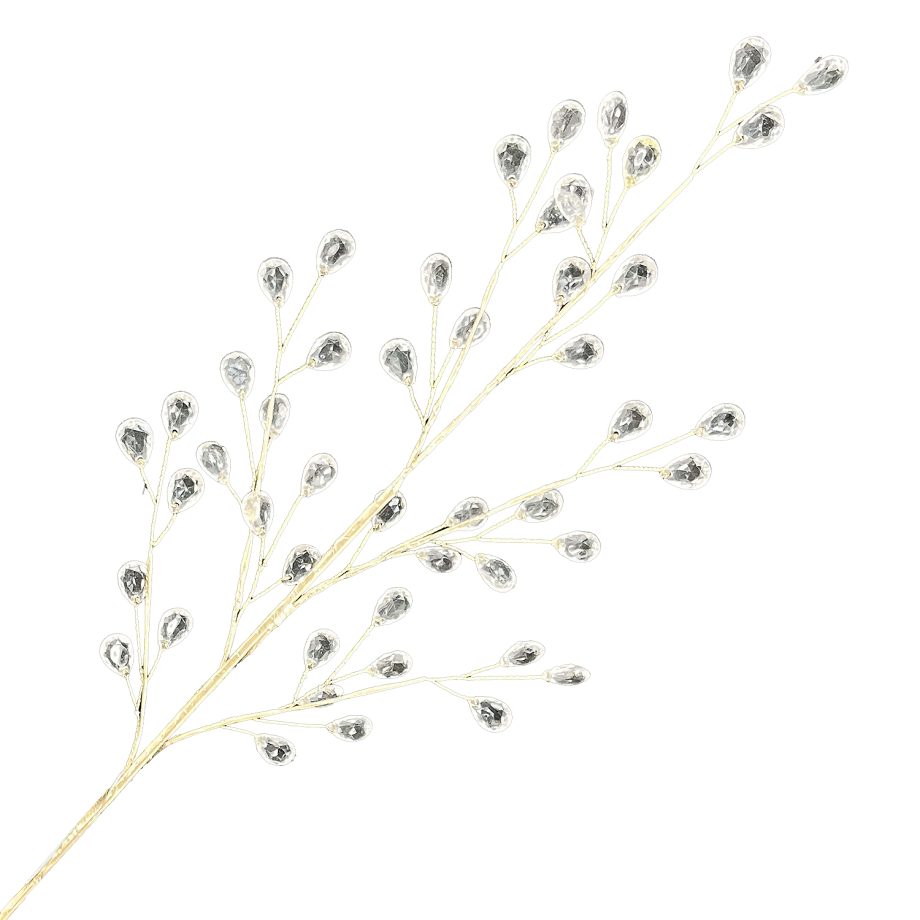 SPRAY CRYSTALS BEADS 28" CLEAR ACRYLIC GOLD STEM