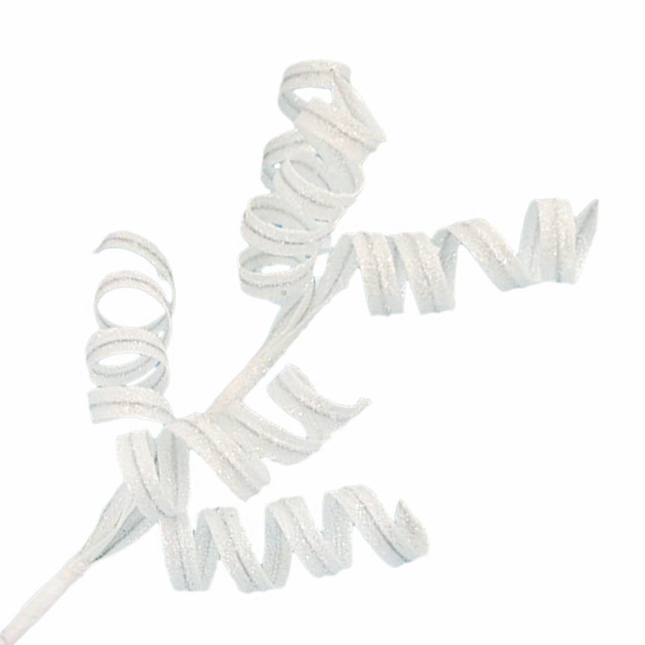 SPRAY CURL RIBBON 20" X 6 WHITE GLITTER
