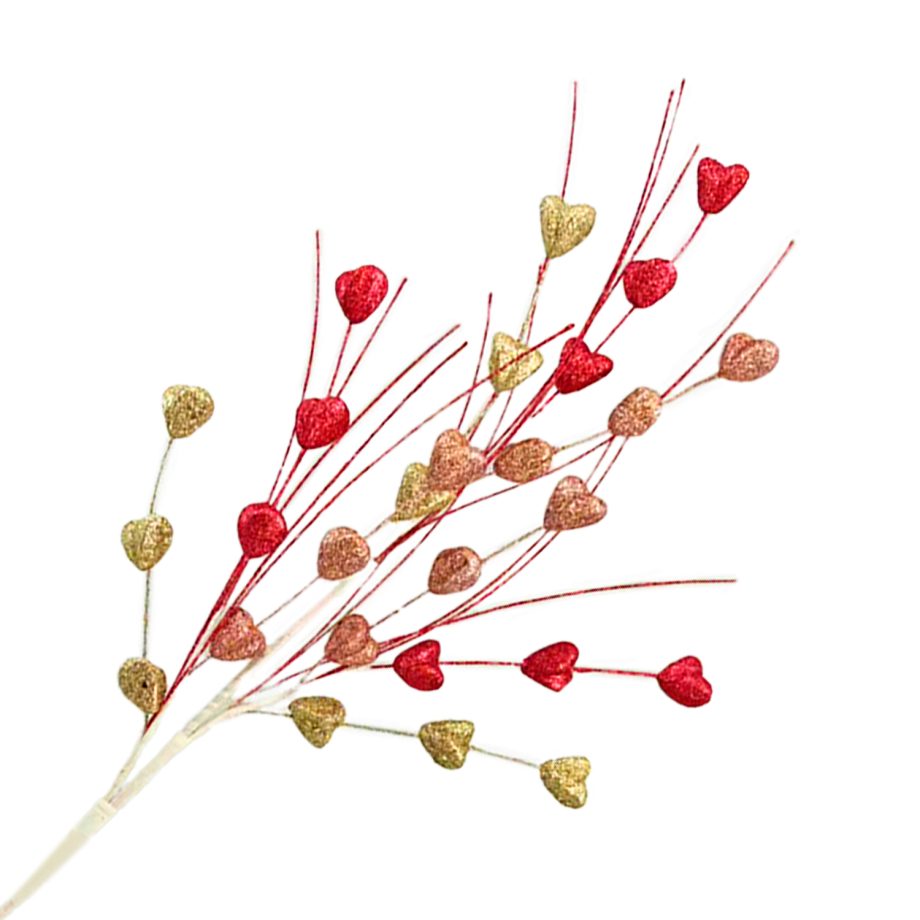 SPRAY MINI HEARTS 31" RED/ MUTI GLTR