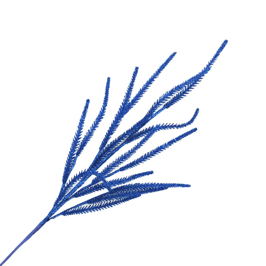 SPRAY GRASS LEAF 29.5" BLUE GLITTER