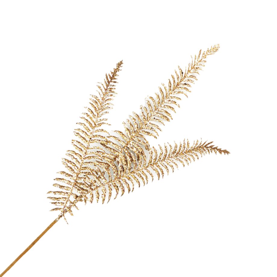 SPRAY FERN LEAVES 29.5" X 3 CHAMPAGNE GLITTER