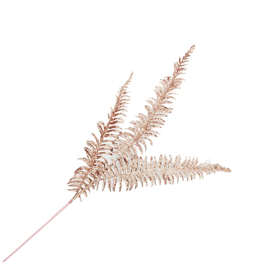 SPRAY FERN LEAVES 29.5" X3  RED GLITTER