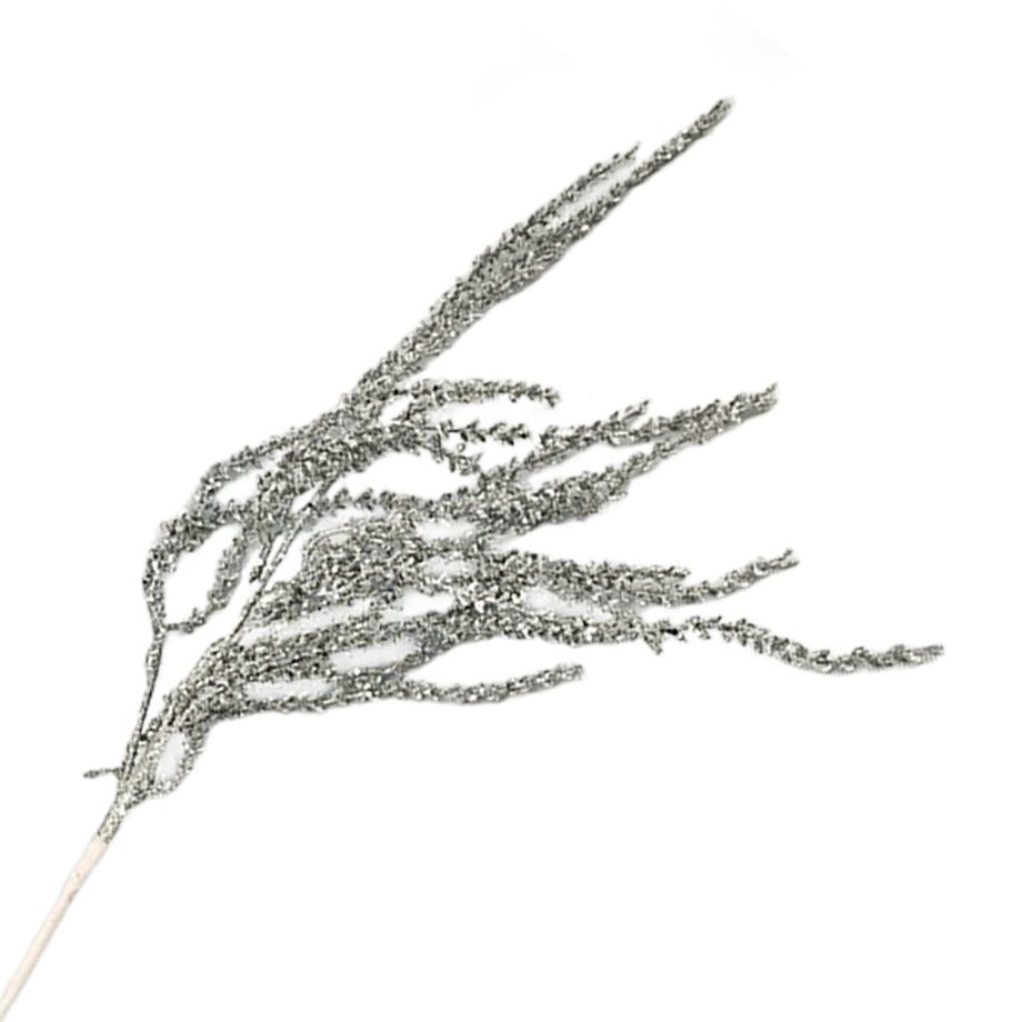 SPRAY HANGING PINE 35.5" SILVER GLITTER