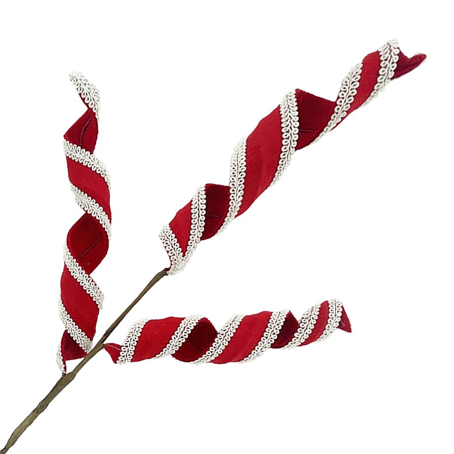 SPRAY SWIRL VELVET 31.5" RED W/LACE TRIM