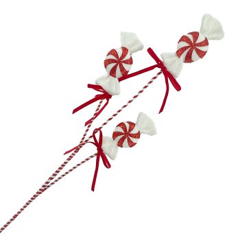 SPRAY CANDY  C ROUND 29" X 3 RED/WHITE GLITTER