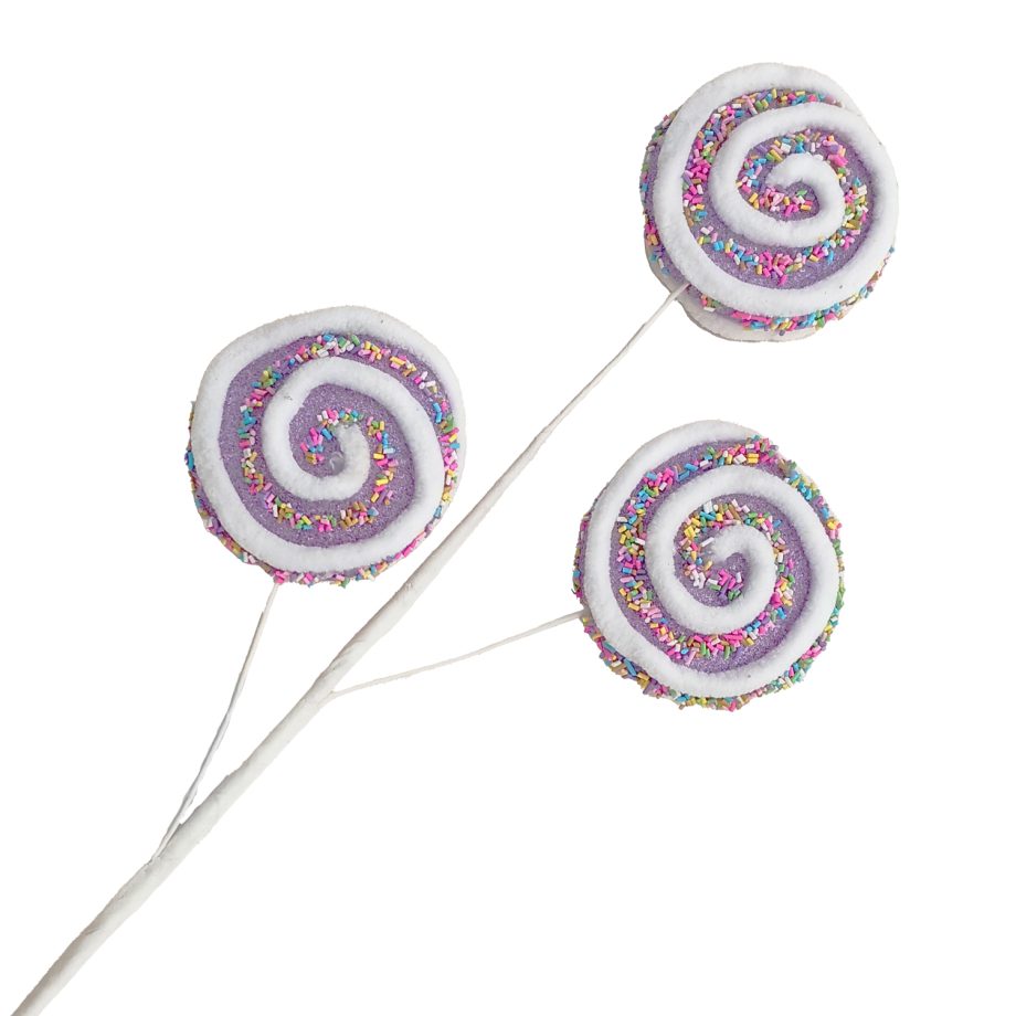 SPRAY CANDY SWIRL 24" PURPLE W/ MULTI SPRINKLES, GLITTER