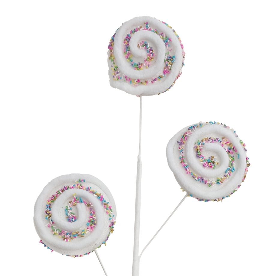 SPRAY CANDY SWIRL 24" WHITE W/ MULTI SPRINKLES, GLITTER