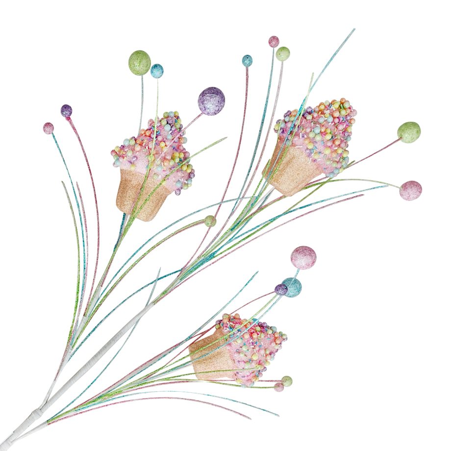 SPRAY CANDY CUP CAKES  30.5" PINK W/ MULTI SPRINKLES, GLITTER