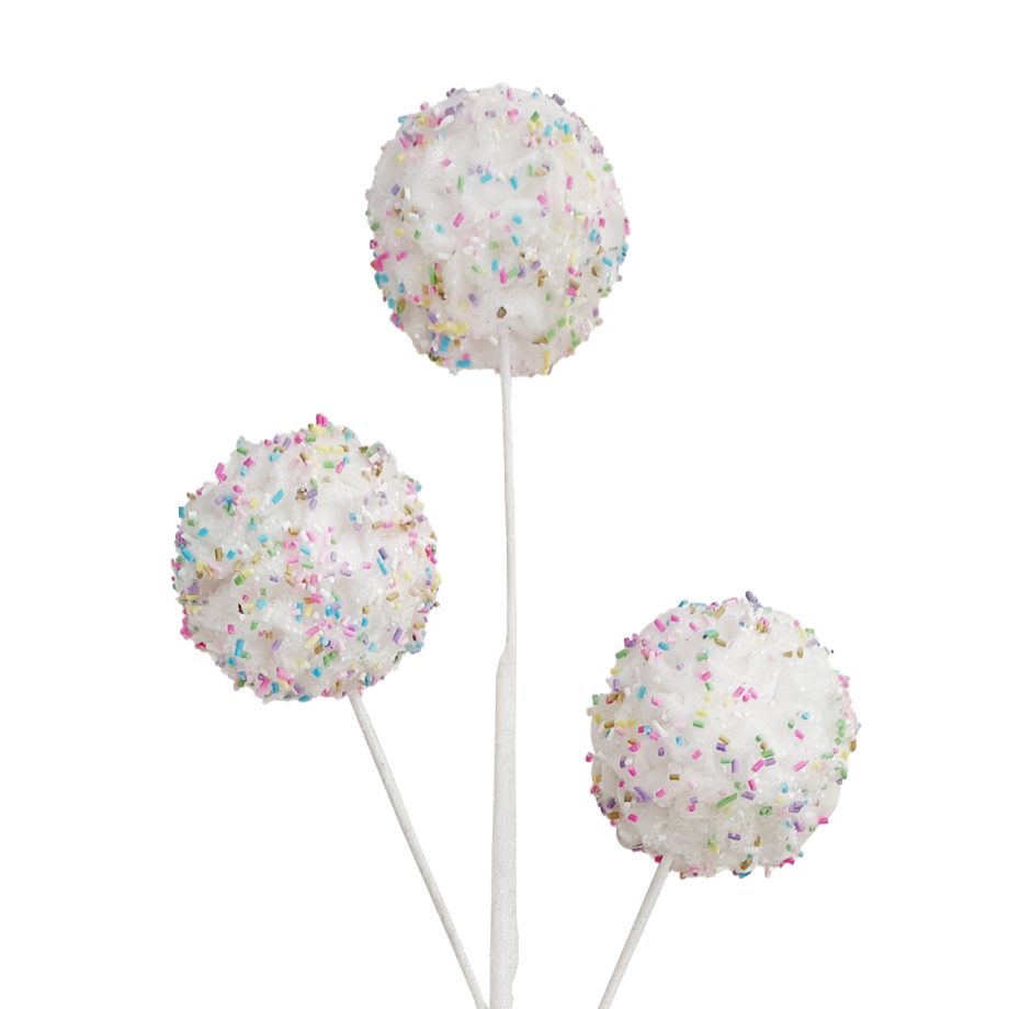 SPRAY CANDY BALLS 22.5" WHITE W/ MULTI SPRINKLES, GLITTER