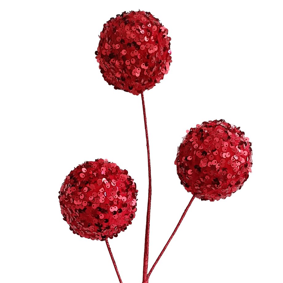BALL SPRAY 26"X3.5"X3 RED SEQUINS