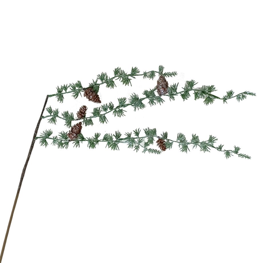 SPRAY HANGING PINE FROSTED 33.5" W/ PINE CONE