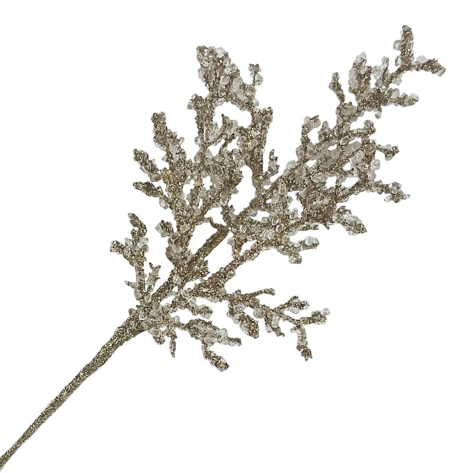 SPRAY CORAL 24" GOLD GLITTER/ ICE CRYSTALS