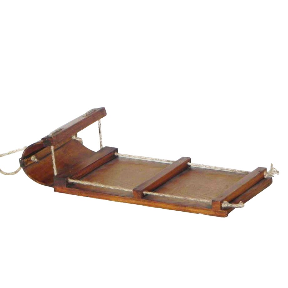 WOODEN TOBOGGAN SLED 12" BROWN/NAT