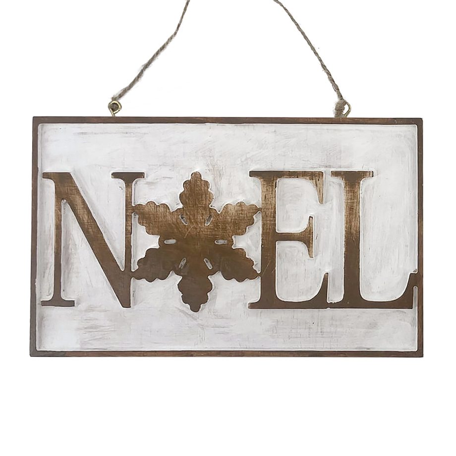 WOODEN WALL DECOR "NOEL" 8"x5" NATURAL/WHITEWASHED