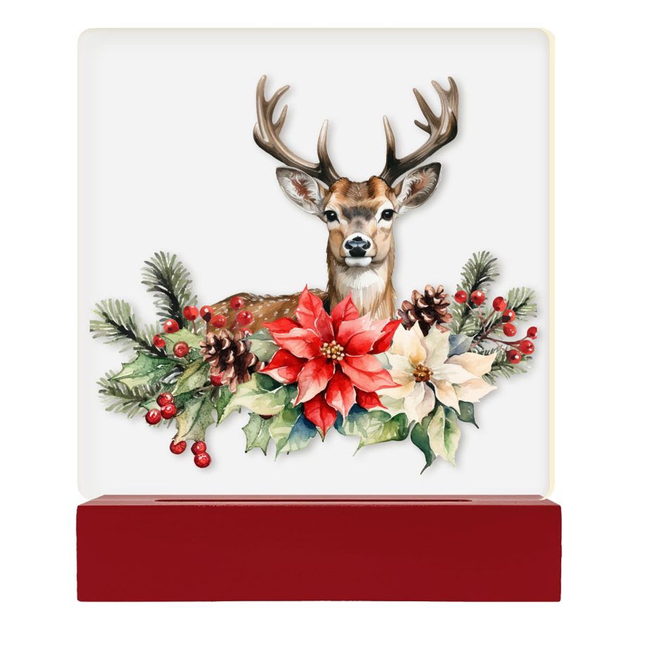 TABLE DECOR ACRYLIC LIGHTED TABLETOP 6"x2.5"x7" REINDEER LED STRIP+6/18TIMER