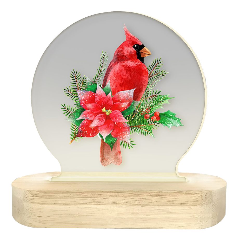 TABLE DECOR ACRYLIC LIGHTED TABLETOP 6"x2.5"x6.5" CARDINAL LED STRIP+6/18TIMER