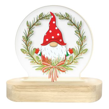 TABLE DECOR ACRYLIC LIGHTED TABLETOP 6"x2.5"x6.5" GNOME LED STRIP+6/18TIMER