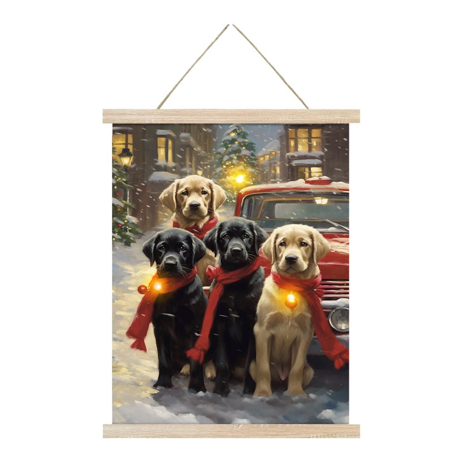 WALL SCROLL 12"x15.5" DOGS 3PCS LED