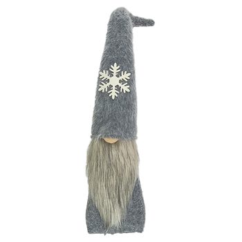 GNOME PLUSH FAUX FUR GREY 24.5" W/ SNOWFLAKE
