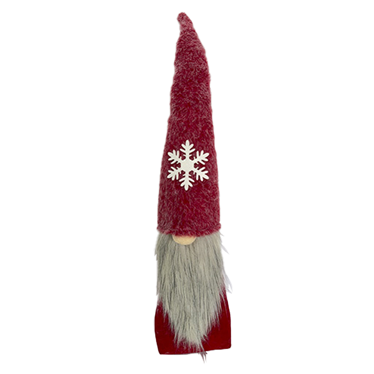 GNOME PLUSH FAUX FUR RED 24.5" W/ SNOWFLAKE
