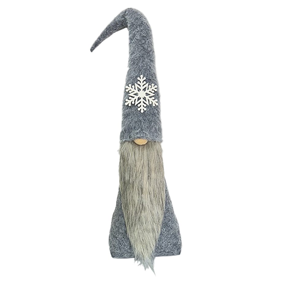 GNOME PLUSH FAUX FUR GREY 34.5" W/ SNOWFLAKE
