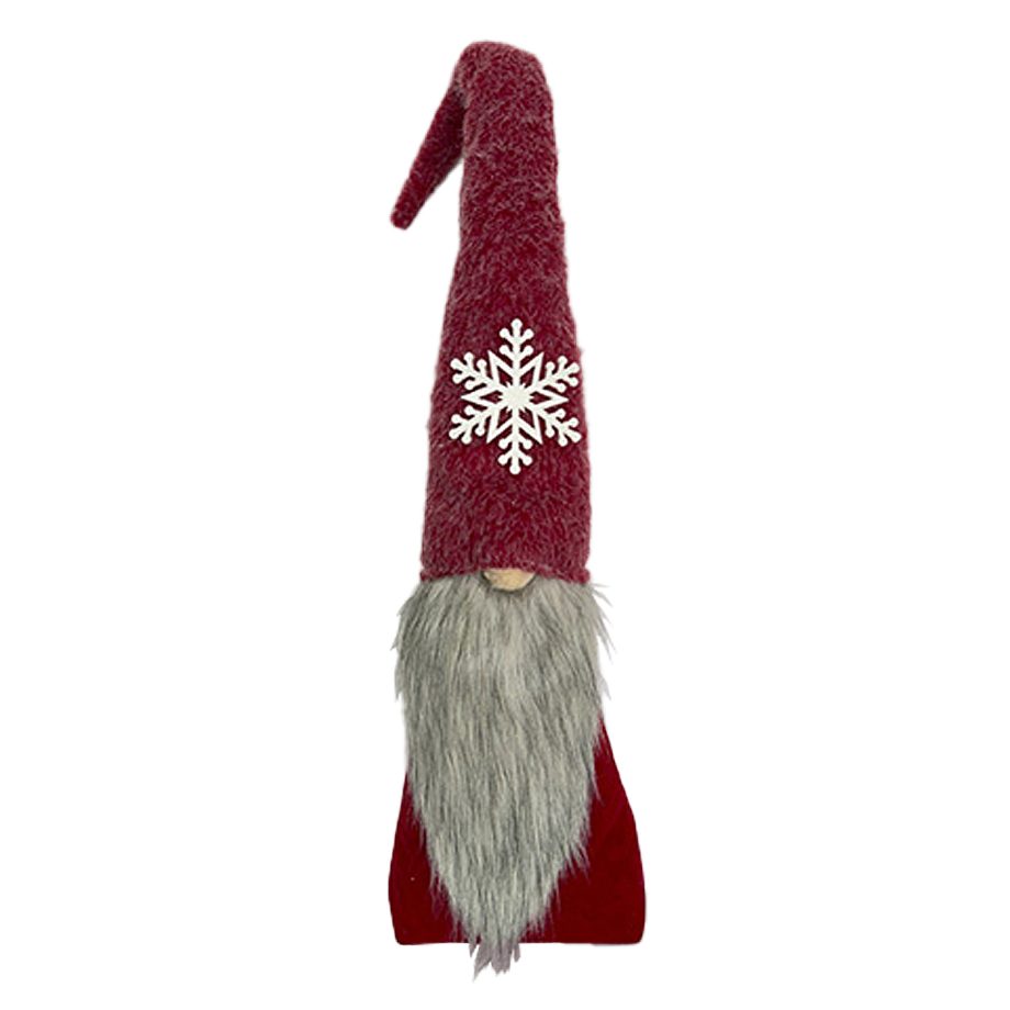 GNOME PLUSH FAUX FUR RED 34.5" W/ SNOWFLAKE