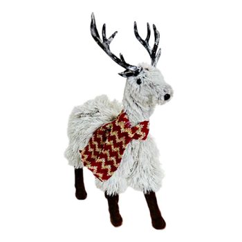 REINDEER STANDING PLUSH CREAM 12" W/ RED SCARF