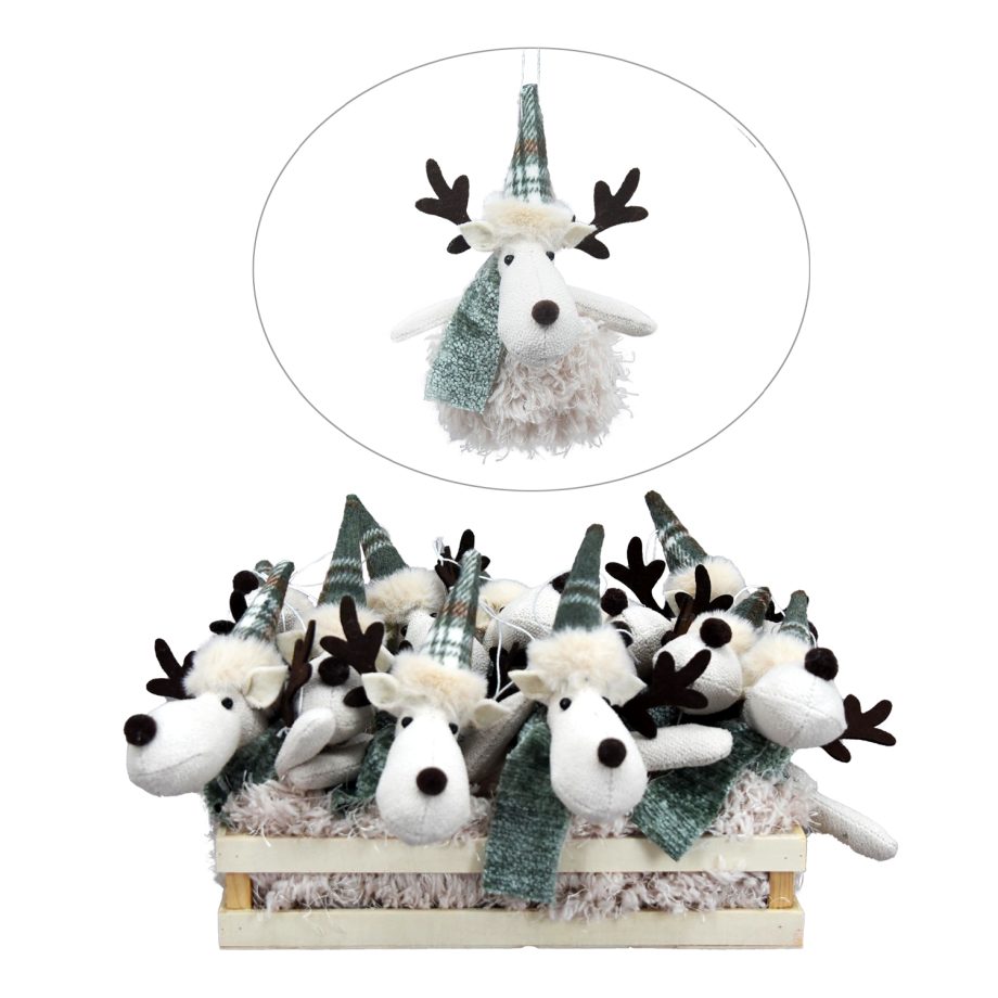 ORN PLUSH MOOSE PLUSH 4.5" RED/GREEN/GRAY 2 ASSTD.