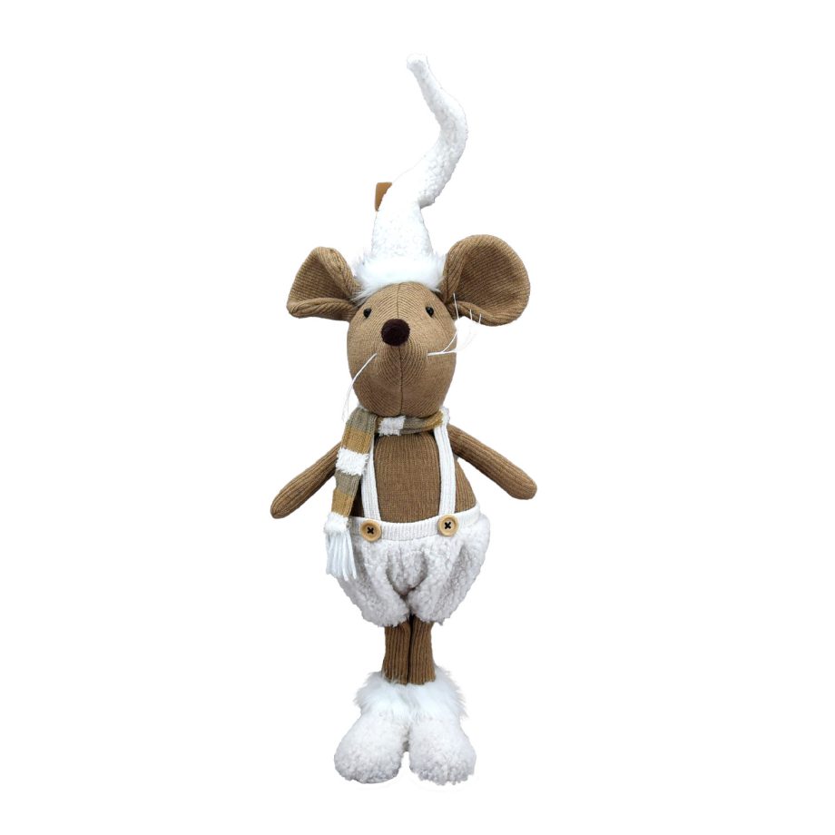 MOUSE PLUSH STANDING BOY 27" BROWN/ CREAM