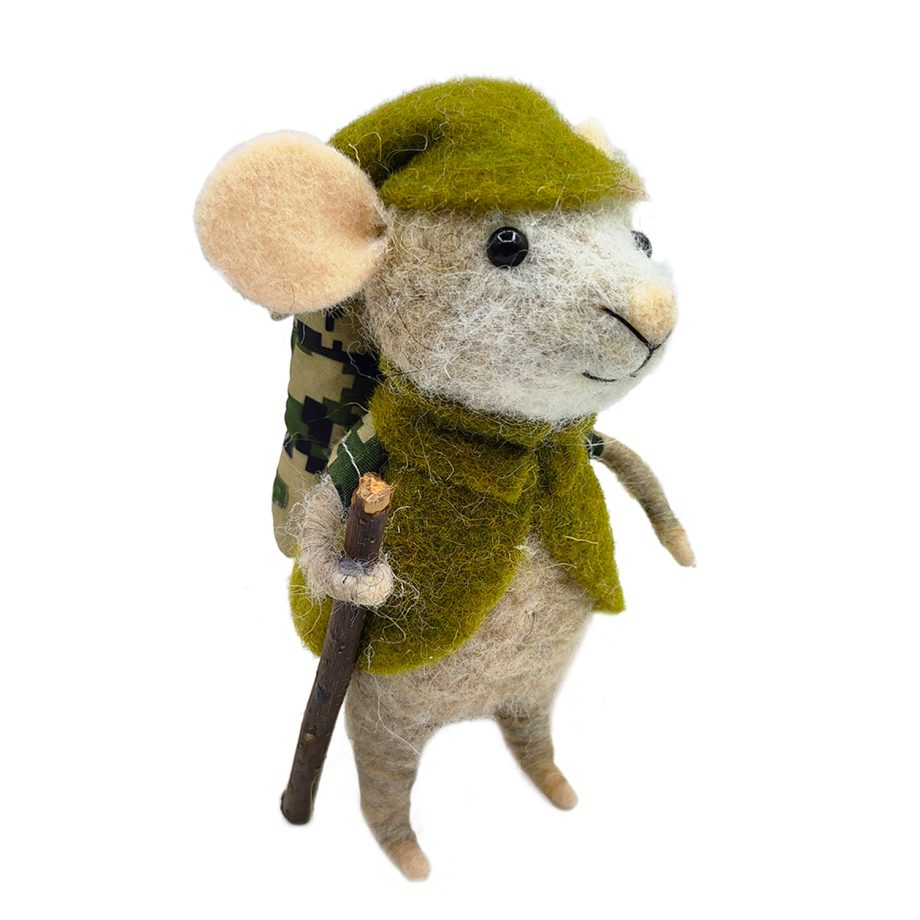 ORN WOOL MOUSE CAMOUFLAGE BACKBAG 5" BROWN/GREEN