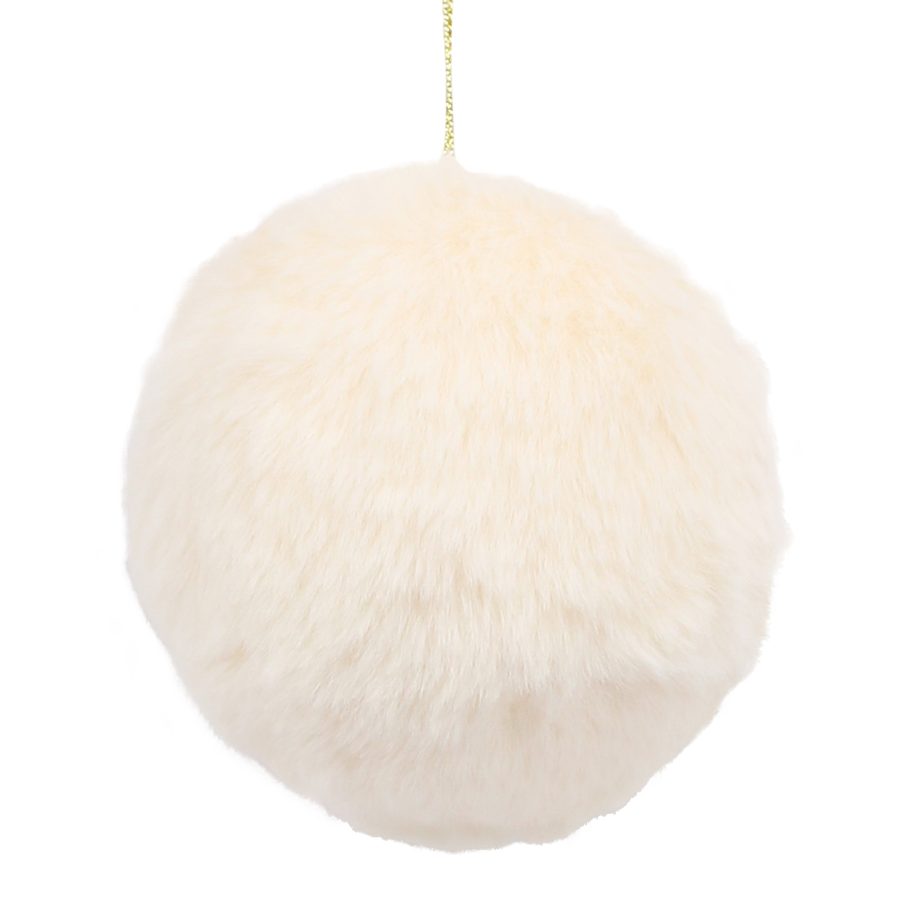 BALL FABRIC FAUX FUR 3" IVORY