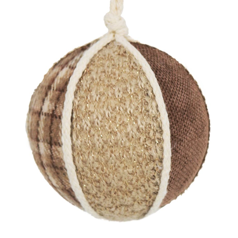 BALL FABRIC WOVEN 3.5" BROWN /NAT. /PLAID 3