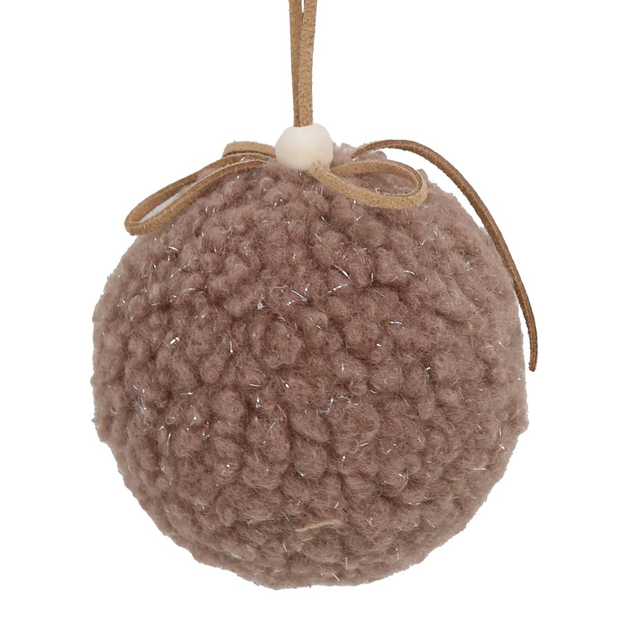 BALL FABRIC WOOL 3" BROWN/NATURAL