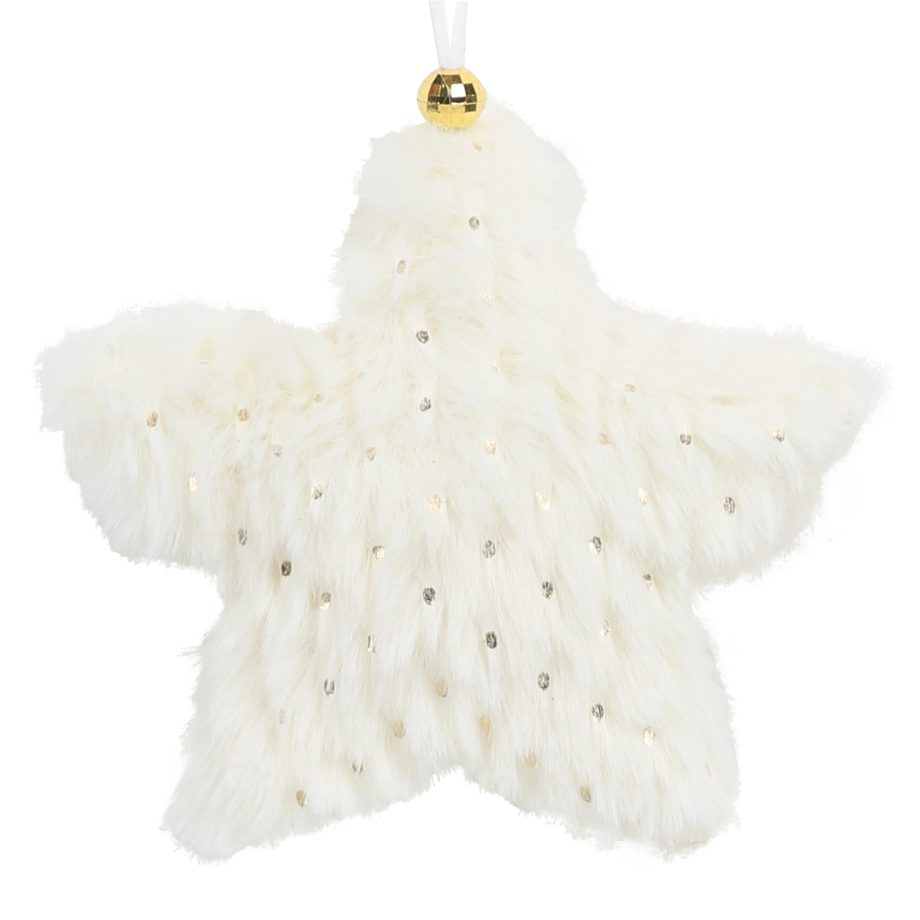 ORN FUR STAR 4.5" IVORY/GOLD