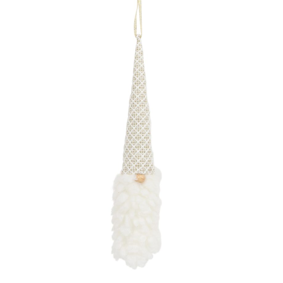 ORN FABRIC GNOME 13" IVORY/GOLD
