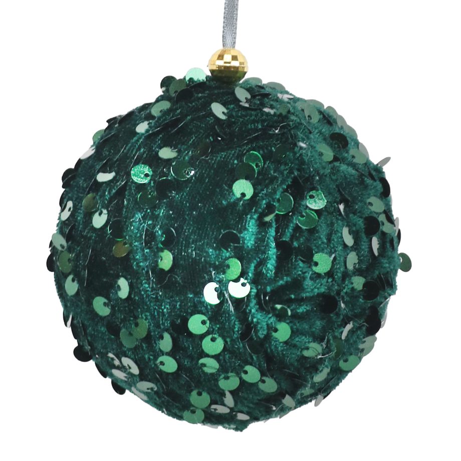 BALL FABRIC SEQUIN 3" EMERALD GREEN