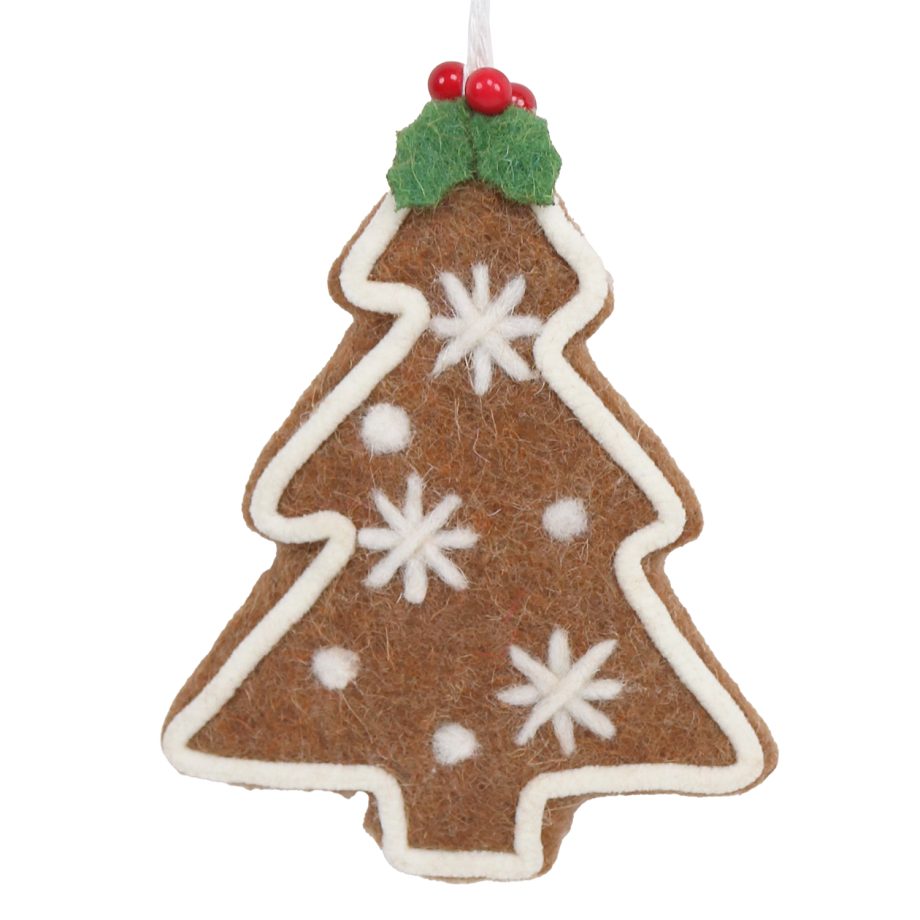 ORN WOOL TREE 5.5" BROWN/WHITE