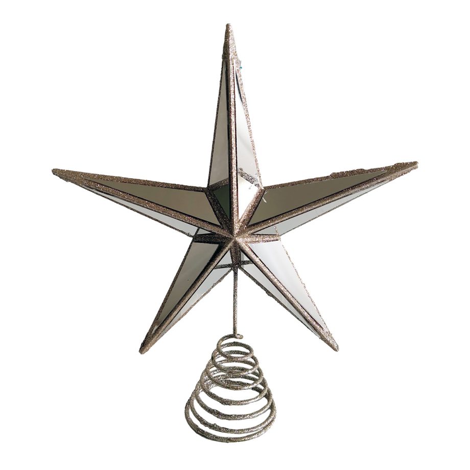 TREE TOP STAR 11" MIRROR CHAMPAGNE GOLD W/ GLITTER