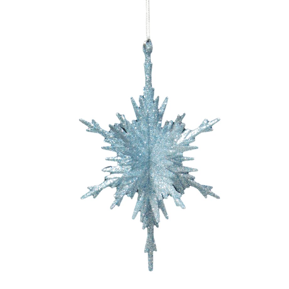 ORN BLUE WINTER SNOWFLAKE 5.25" 3-D PETAL W/ GLTR.