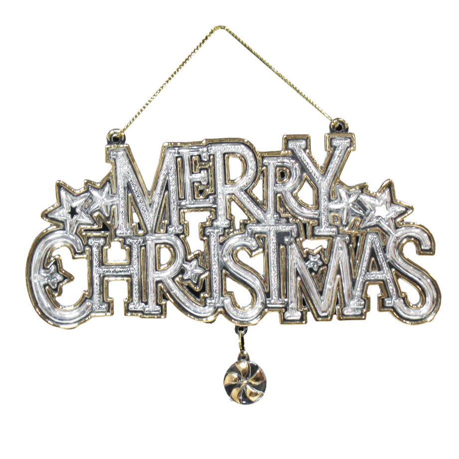 ORN CLEAR GOLD GILT "MERRY CHRISTMAS" 6"x4" W/ GLTR