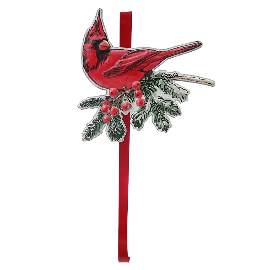 WREATH HANGER 15" METAL CARDINAL RED/MULTI