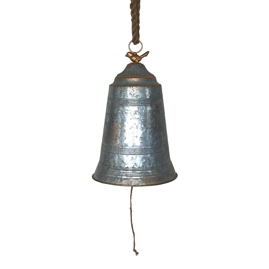 LIBERTY BELL GALVANIZED 8"x12.5" W/ ROPE HANGER