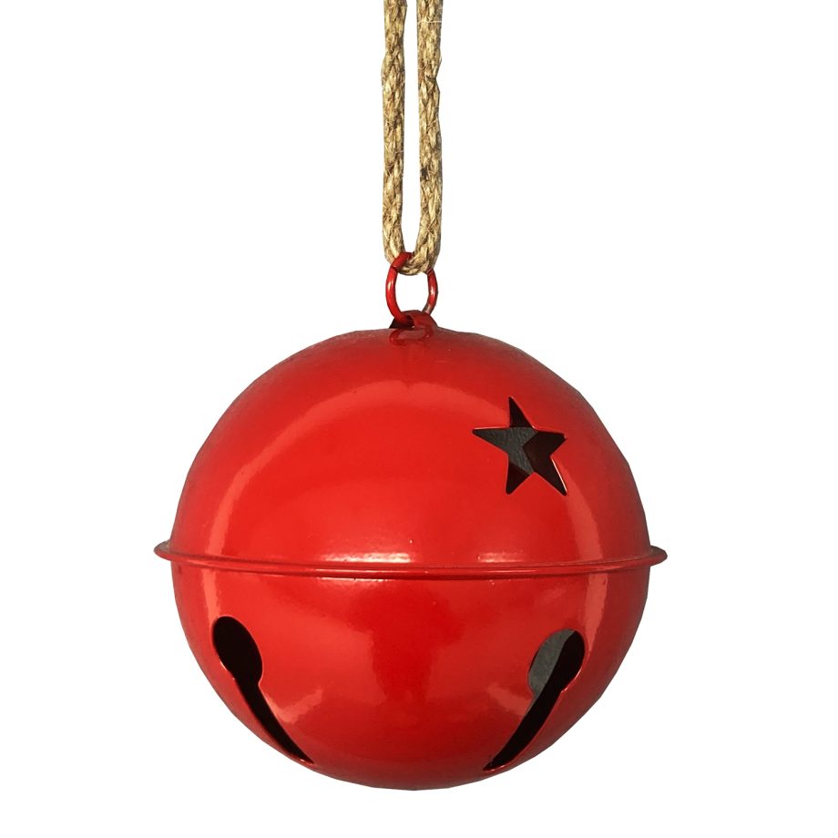 JINGLE BELL RED SHINY 5.5" W/ ROPE HANGER