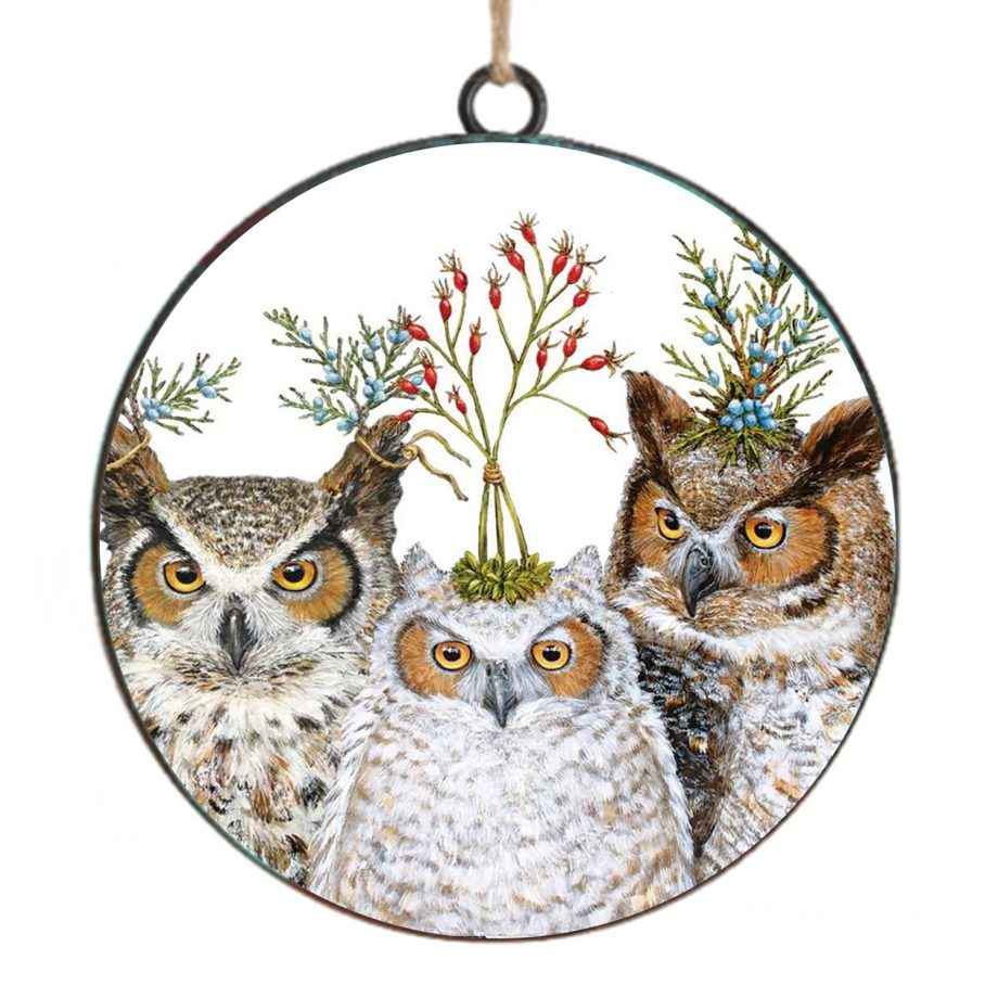 ORN METAL DISC 4" OWL