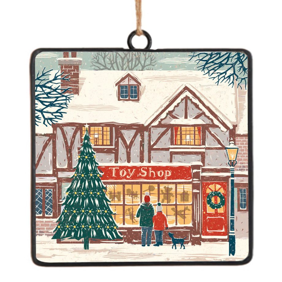 ORN METAL SQUARE DISC 4" TOY SHOP