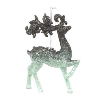 ORN MINT GREEN/FOREST GRN DEER 5.25" W/ GLTR